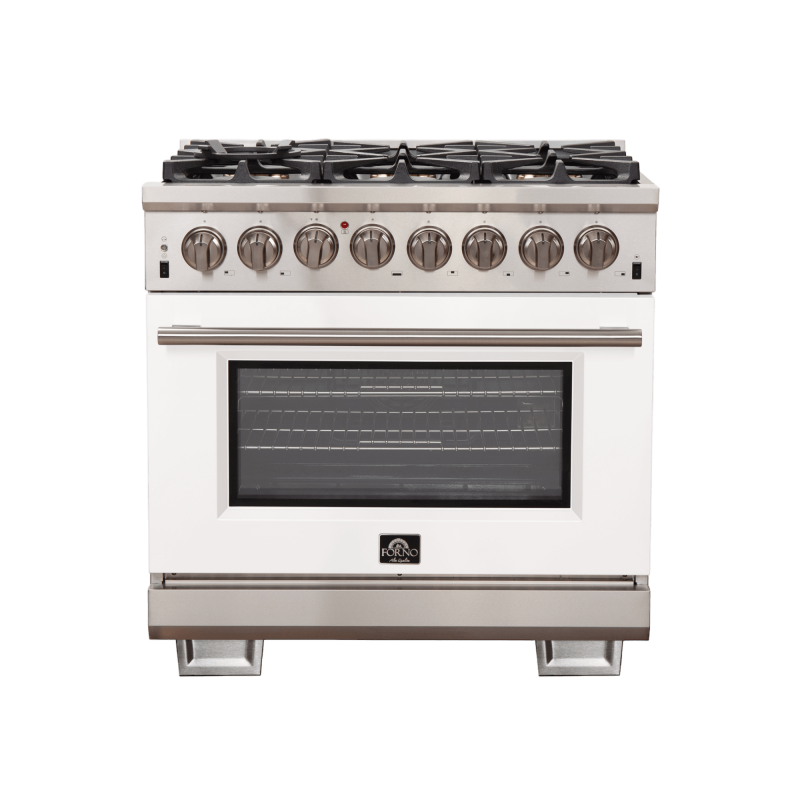 Forno Capriasca 36-inch Dual Fuel Range , 6 Burners, 5.36 cu.ft. True Convection Oven White FFSGS618736WH Picture 1